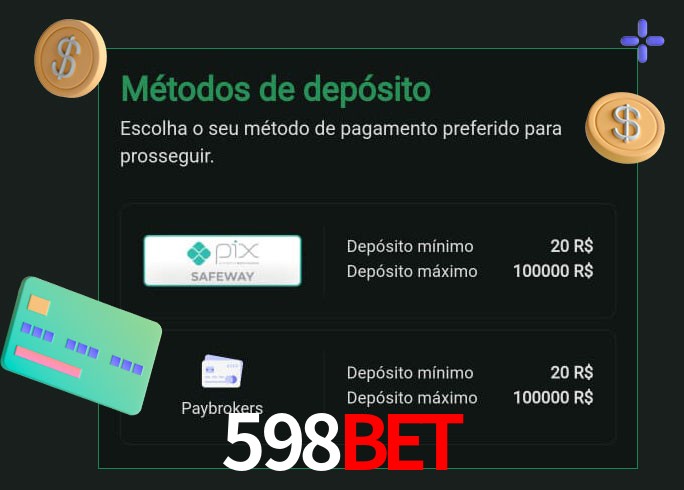 O cassino 598Bet oferece uma grande variedade de métodos de pagamento